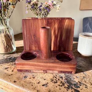 Handcrafted Cedar Wood Napkin & Salt Shaker Holder: Rustic Farmhouse Organizer